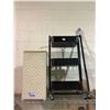 Image 1 : 3 TIER CART AND WHITE WICKER BASKET