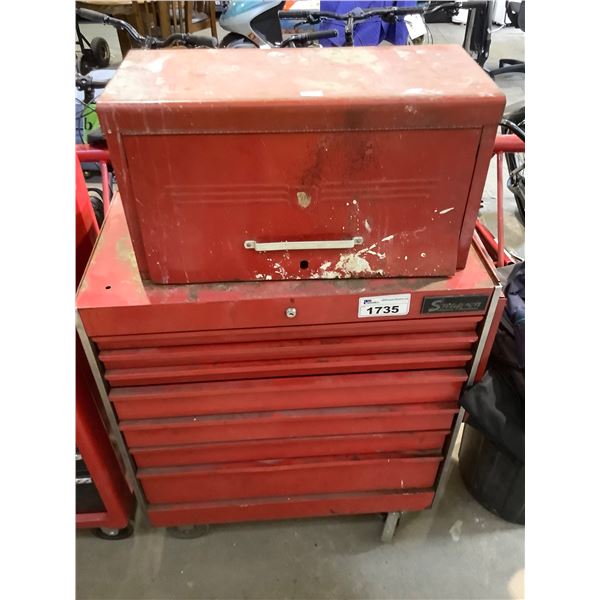 ROLLING SNAP-ON TOOL CHEST WITH CONTENTS AND EXTRA TOOL CHEST NO KEY (MOST CABINETS LOCKED)