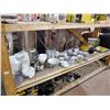 Image 1 : 2 SHELVES OF ASSORTED ITEMS INCLUDING; BRAUN MIXER, ASSORTED DISHWARE, ASSORTED RADIOS & MORE