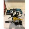 Image 1 : MAKITA HAMMER DRILL, MAKITA BATTERY CHARGER, DEWALT CUT OUT TOOL & DREMEL LITE (MAY NEED REPAIRS)