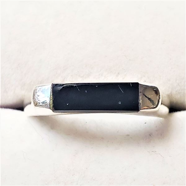 SILVER BLACK ONYX RING SIZE 6