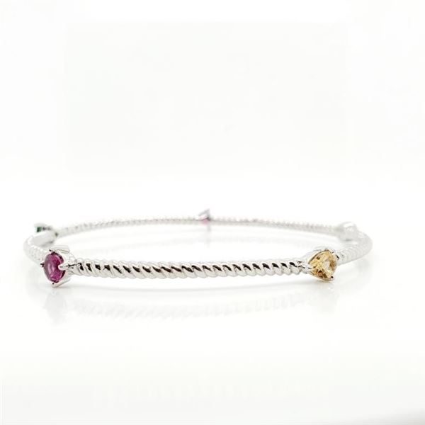 SILVER MULTI GENUINE GEMSTONE BRACELET