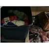 Image 2 : ASSORTED ITEMS INCLUDING; BIN OF YARN, UNDERARMOR UNDERWEAR, WHICKER BASKET & MORE