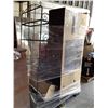 Image 2 : PALLET OF ASSORTED FURNITURE INCLUDING; TV STAND WITH FIREPLACE, BAKERS RACK, BIKE FRAME,