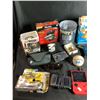 Image 2 : BIN OF ASSORTED ITEMS; TOOLS, VIDEO GAMES, SWAN SECURITY CAMERA, ROPE LIGHT, MASTERLOCK DRAWER SAFE