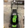 Image 1 : GREENWORKS PRO 21" RECHARGEABLE BRUSHLESS LAWNMOWER WITH CHARGER, BATTERY, AND REAR GRASS CATCHER