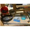 Image 2 : SHELF LOT WITH VISE, DRILL BITS, AUGER BITS, CLAMPS, AND MORE