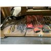 Image 2 : SHELF LOT OF ASSORTED CHISELS, WRENCHES, FLARING TOOL, AND MORE