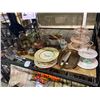 Image 1 : SHELF LOT OF PASTRY SERVERS, COPPER ITEMS, DISHWARE, AND MORE
