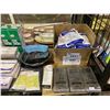 Image 2 : SHELF LOT OF ASSORTED FIRST AID SUPPLIES, EYE RINSE, TONGUE DEPRESSORS, NON ADHESIVE PADS, AND MORE