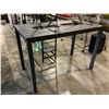 Image 2 : METAL BAR HEIGHT PATIO TABLE *MISSING GLASS PANELS* 60" X 32" X 40"H AND DRY RACK