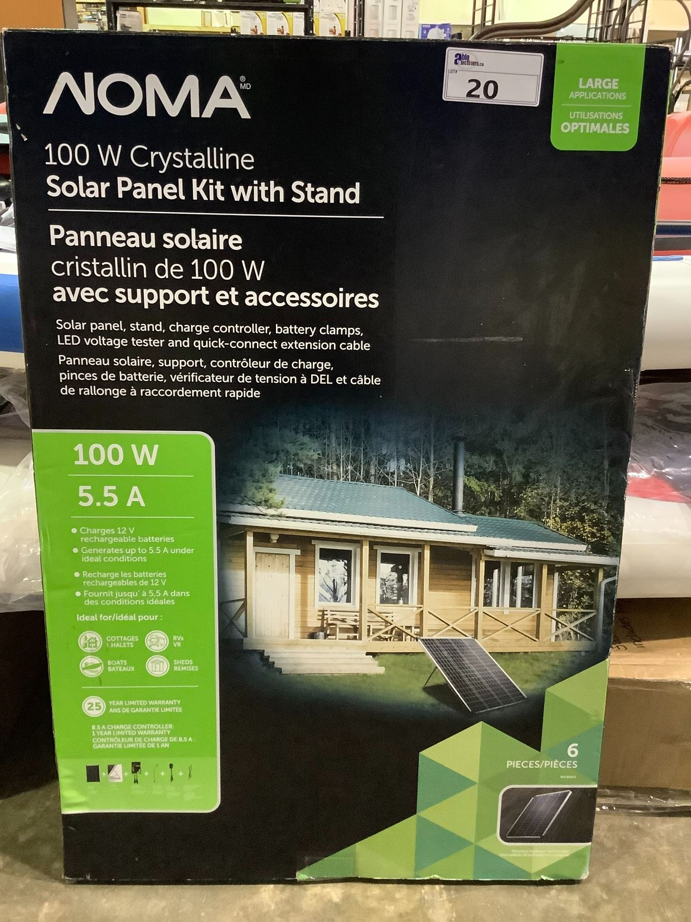 2 New Old Stock Noma 100W Crystalline Solar Panel Kit with Stand 2 New Old Stock Noma 100W Crystalline Solar Panel Kit with Stand