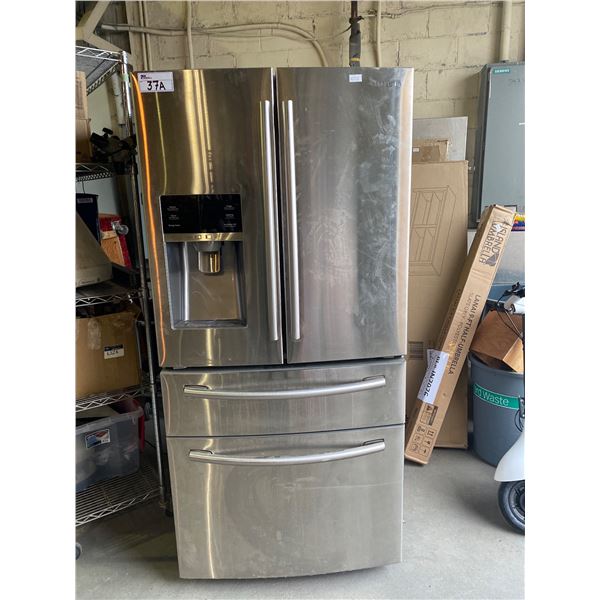 SAMSUNG STAINLESS STEEL FRENCH DOOR FRIDGE WITH DOUBLE ROLLOUT FREEZER, WATER/ICE DISPENSER