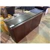Image 2 : GLASS TOP WOODEN PUSH TO OPEN CREDENZA 66" X 18.5" X 34"