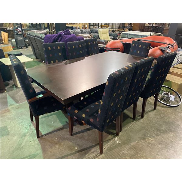 CONFERENCE TABLE WITH 8 CLOTH CHAIRS 82" X 44"