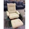Image 1 : LEATHER RECLINING LOUNGE CHAIR WITH STORAGE FOOTREST