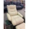 Image 2 : LEATHER RECLINING LOUNGE CHAIR WITH STORAGE FOOTREST