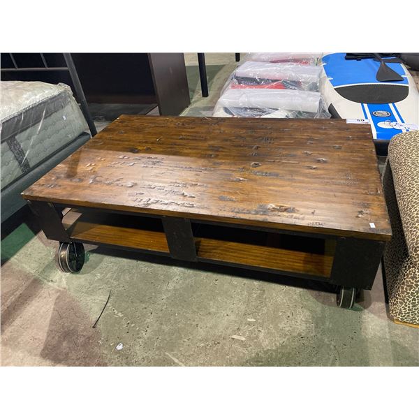 ROLLING RUSTIC COFFEE TABLE