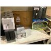 Image 1 : HOMFA BEDSIDE SOFA DESK, IBASETOY INFLATABLE RAINBOW SPRINKLER, 6 LED GARAGE LIGHTS & 6 QUBANG