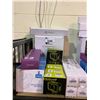 Image 1 : ASSORTED ITEMS INCLUDING; MPOW WIRELESS HEADPHONES, HEADLAMPS, HAIR STRAIGHTENER/CURLER, DESK MATS