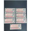 Image 1 : 7 1954 CANADIAN $2 BILLS