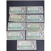 Image 1 : 9 CANADIAN 1954 $1 BILLS
