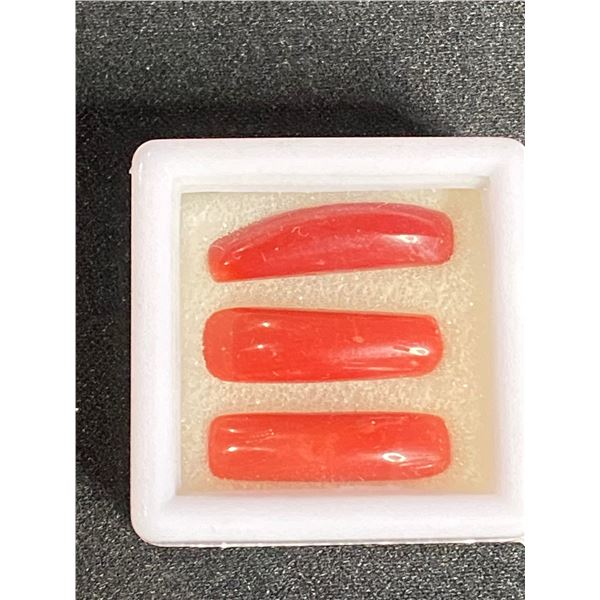 NATURAL CORAL 11.505CT, 18 X 5MM, ROUND BAGUETTE CUT, HIGH LUSTER