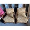 Image 1 : 2 SOLID WOOD FLORAL PATTERNED CHAIRS