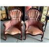 Image 1 : 2 CHANNEL BACK FLORAL CARVED PARLOR CHAIRS