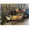 Image 1 : LARGE LOT OF ASSORTED ITEMS INCLUDING; PLANTERS BOXES, WHEELBARROWS, FOLDING LAWN CHAIRS & MUCH MORE