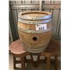 Image 2 : ASSORTED ITEMS INCLUDING; 2 SOLID WOOD STOOLS, OAK BARREL & HANGING WOOD AIRPLANE
