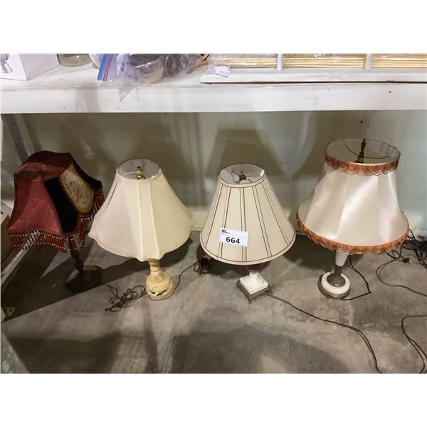 4 ASSORTED TABLE LAMPS WITH SHADES