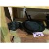 Image 2 : ASSORTED CAST IRON COOKWARE INCLUDING; PANS, BBQ & MUFFIN PAN