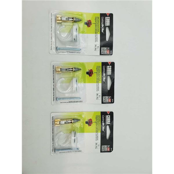 Cobra Ceiling Driller- Self Drilling Swivel Hooks (3)