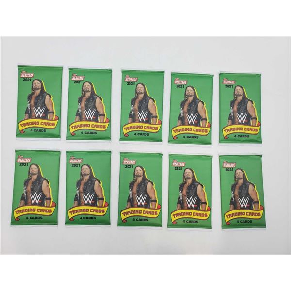 New 2021Topps Heritage WWE Trading Cards - 10 Packs 4 cards per pack