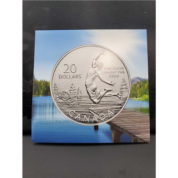 2014 Royal Canadian Mint "Summertime" Limited Mintage 99,99%  Silver $20 Coin