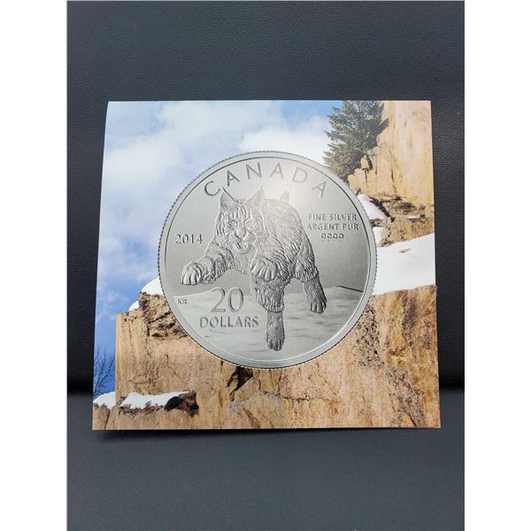 2014 Royal Canadian Mint "Bobcat" Limited Mintage 99,99%  Silver $20  Coin