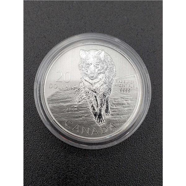 2013 Royal Canadian Mint "Grey Wolf" Limited Mintage 99,99% Silver $20 Coin