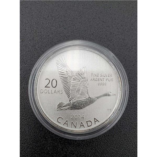 2014 Royal Canadian Mint "Canada Goose" Limited Mintage 99,99% Silver $20 Coin