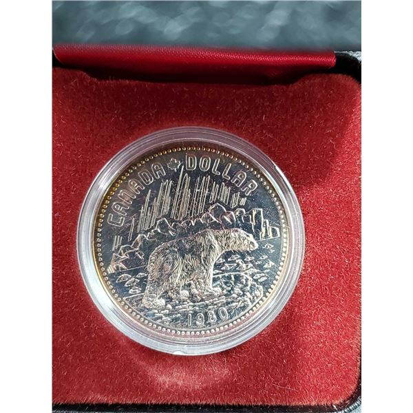 Royal Canadian Mint - PROOF LIKE  encapsulated 1980 Canada Polar Bear Dollar Coin in Case