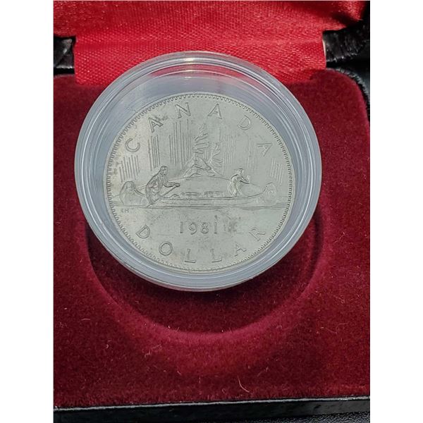 Royal Canadian Mint - PROOF LIKE encapsulated 1981 Canada Canoe Dollar Coin in Case