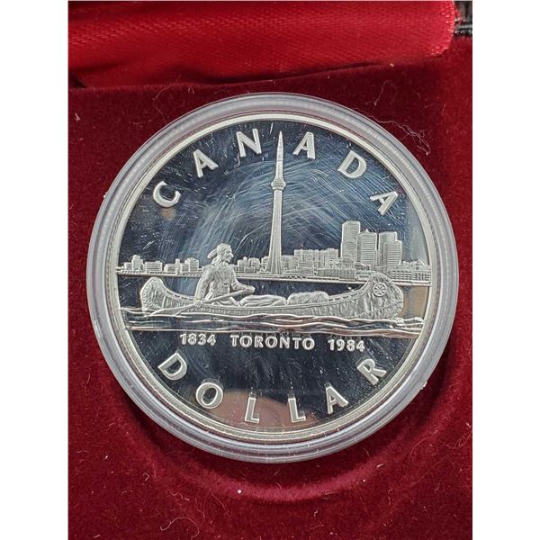 Royal Canadian Mint - PROOF LIKE encapsulated 1834-1984 Toronto Canada Dollar Coin in Case