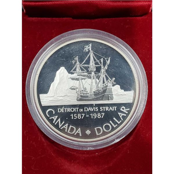 Royal Canadian Mint - PROOF LIKE encapsulated 1587-1987  Detroit de Davis Strait Canada Dollar Coin 