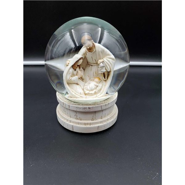 Glass Globe Musical Ornament Joseph & mary