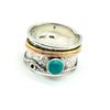 Image 1 : 2-toned Silver Turquoise(1.1ct) Habd Made Spin Mens Ring Ring (~weight 7.1g)