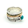 Image 2 : 2-toned Silver Turquoise(1.1ct) Habd Made Spin Mens Ring Ring (~weight 7.1g)