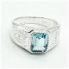 Image 1 : Silver Blue Topaz(3.25ct) Rhodium Plated Mens Ring Ring (~weight 7.1g)