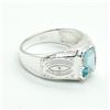 Image 2 : Silver Blue Topaz(3.25ct) Rhodium Plated Mens Ring Ring (~weight 7.1g)