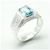 Image 3 : Silver Blue Topaz(3.25ct) Rhodium Plated Mens Ring Ring (~weight 7.1g)