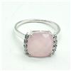 Image 1 : Silver Rose Quartz(5.4ct) Rhodium Plated Mens Ring Ring (~weight 4.25g)